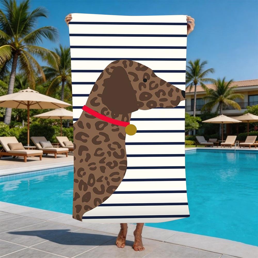 Süßer Dackel Hund Polka Dot Print Strandtuch Schnelltrocknend Sandresistent Badetuch für Strand Pool Camping Tägliche Nutzung