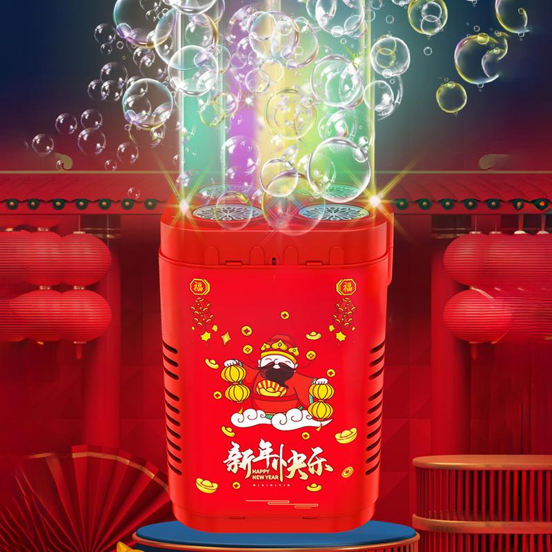 Automatic Bubble Blower 48-hole Rocket Fireworks Bubble Machine for Family Gatherings Boys Girls New Year Gift