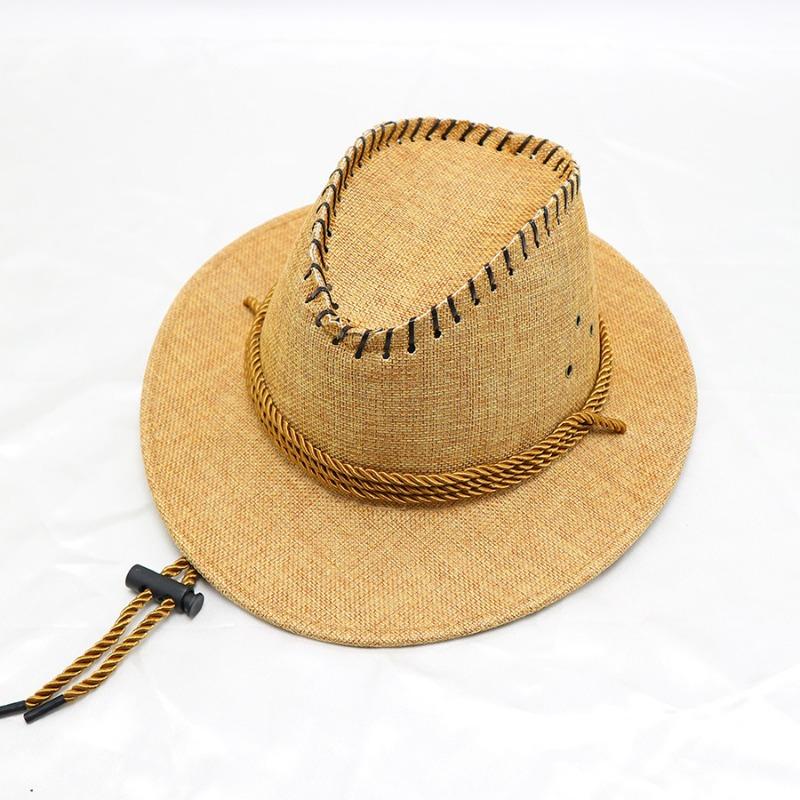 

Детская ковбойская шляпа в западном стиле, летняя новая соломенная шляпа с короткими полями, пляжный козырек, солнцезащитная шляпа от ультрафиолетовых лучей