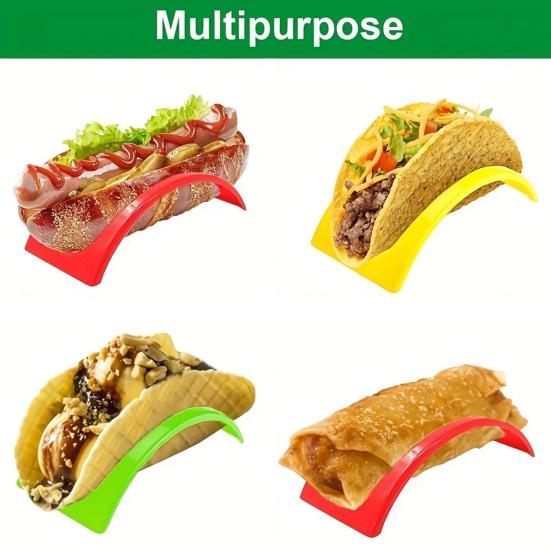 3/6/12Pcs Taco Holder Food Grade BPA-Free Dishwasher Safe Individual Serving Chicken Roll Soft Hard Shell Taco Stand Plastic Rack