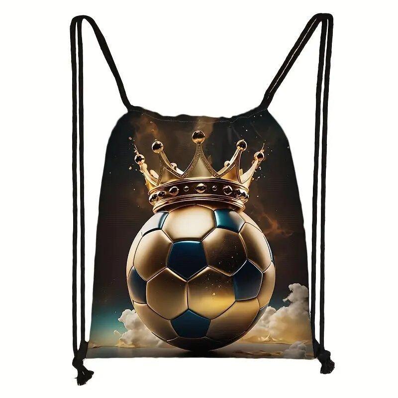 3pcs Football Pattern Drawstring Bags with Practical Pockets, Easy To Carry Football Training Bags