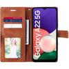Coque - Samsung - A22 5G - Effet Cuir Elégant - Marron - 2 Verres Trempés