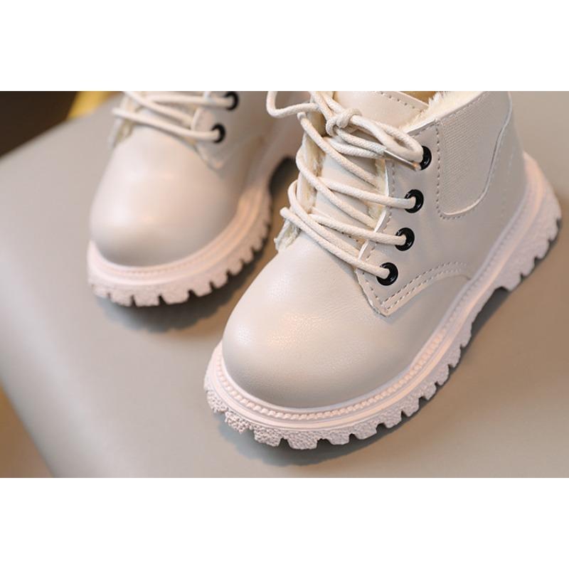 New Winter Children's Fashion Plush-Lined British Short Boots – Boys' Side-Zipper Trendy, Girls' Snow Boots