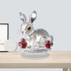 Clear Faux Crystal Bunny Figurine 2D Flat Acrylic Rabbit Table Sign for
