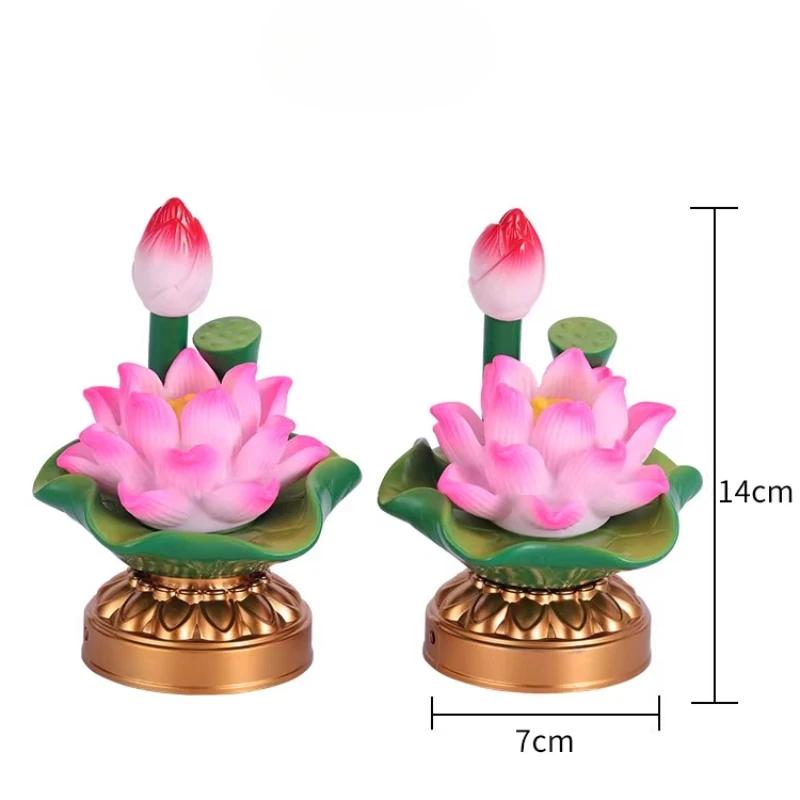 Electronic Lotus Lamp Buddha Front Offering Lamp Lotus LED Enshrined Perpetual Light Household Buddhist Lighting Fixtures 2pcs