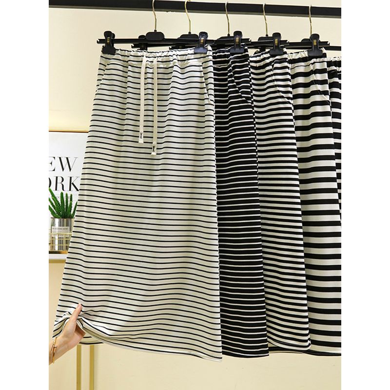 Back Slit High Waist Skirt for Women Summer Versatile Slimming A- Line Skirt Outer Wear Casual Pants Loose Drape Base Skirt