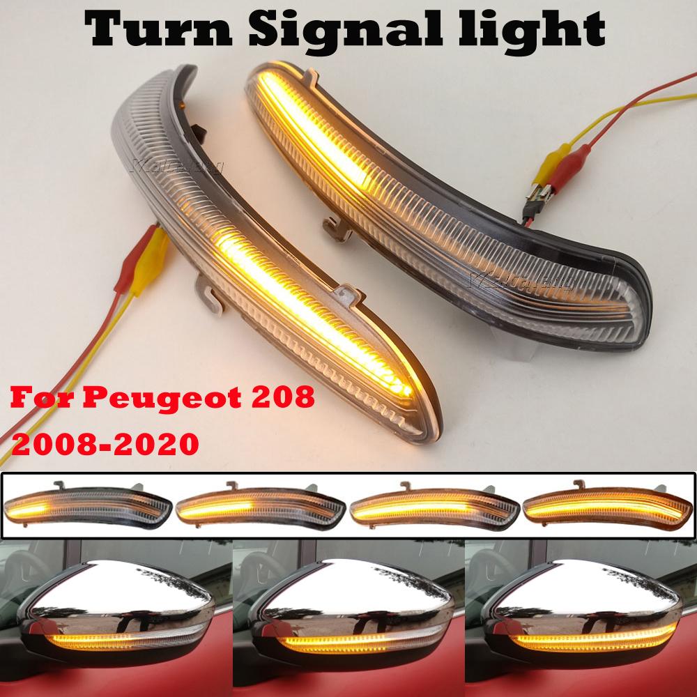 2 Pieces for Peugeot 208 2008 2012-2020 Citroen C3 Dynamic Turn Signal Light LED Side Mirror Indicator Blinker Lamp Car Styling