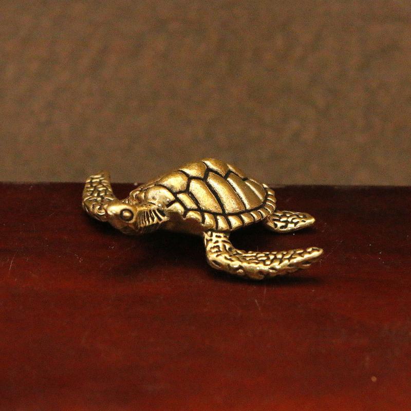 Solid Brass Sea Turtle Figurine Vintage Statue Ornament Tabletop Home Decor Craft Gift