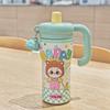 Floral Cartoon Handle Stainless Steel Vacuum Insulated Cup with Tea Infuser and Straw