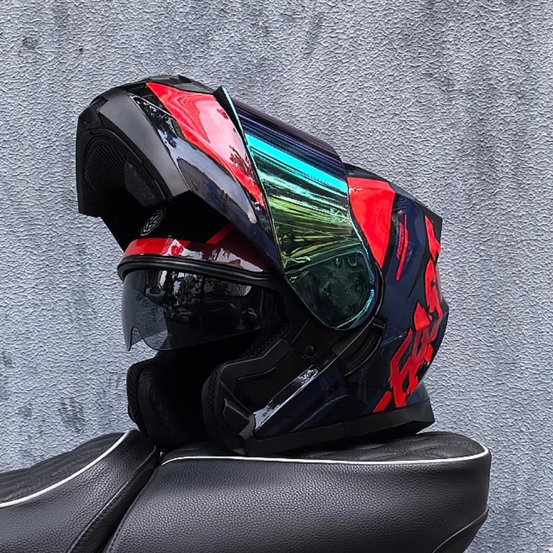 ORZ-162 motorcycle helmet, modular flipped full face helmet, long-distance off-road helmet with built-in sunshade