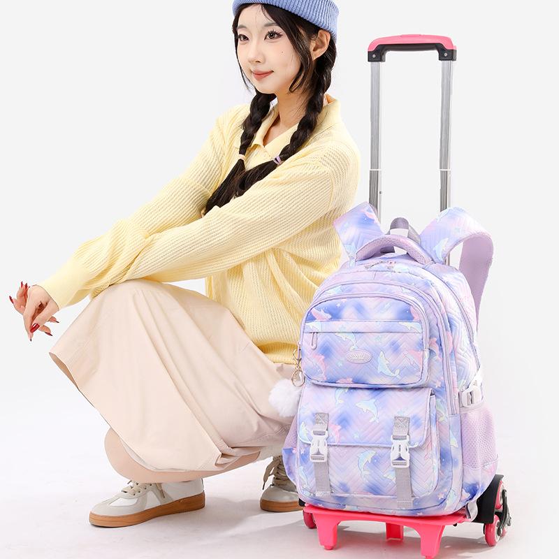 Zaino Scolastico con Ruote Zaino Trolley per Bambine Studentesse Zaino a Ruote Trolley Borsa Scolastica Trolley da Viaggio Bagaglio
