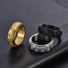 Chinese Style Personalized Men's Concave-convex Design Eighteen Arhats Rotating Ring Plated with 18K Gold Jewelry Ring
