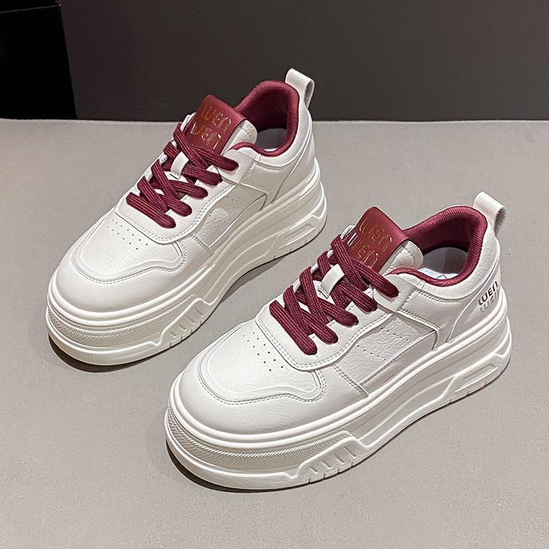 

Fashion Pu Leather Thick Bottom Sneakers Women 2025 Breathable Platform Vulcanised Shoes Woman Womens All Match Lace Up Casual Sneakers 35