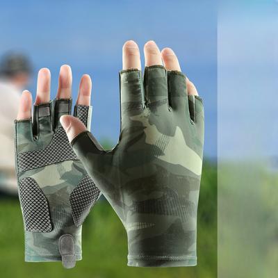 Summer Fishing Gloves Men's Thin Driving and Riding Breathable Ice Silk Road Outdoor Fishing Half Finger Sun Protection Gloves