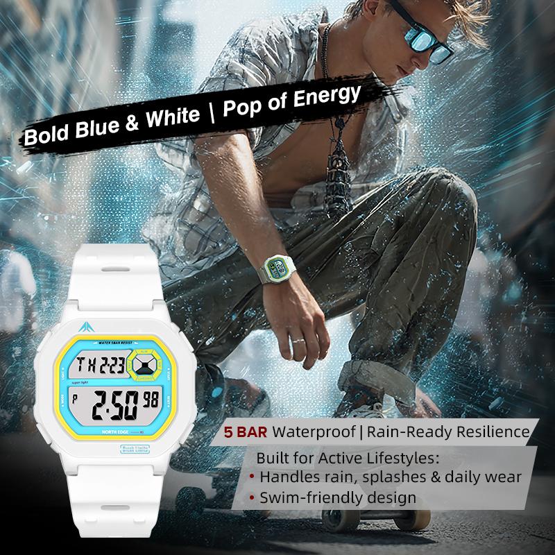 NORTH EDGE X1 Square Screen Digital Watch 2025 Men Women Sportswatch Waterproof 50M Stopwatch Countdown Alarm Clock Reloj Hombre