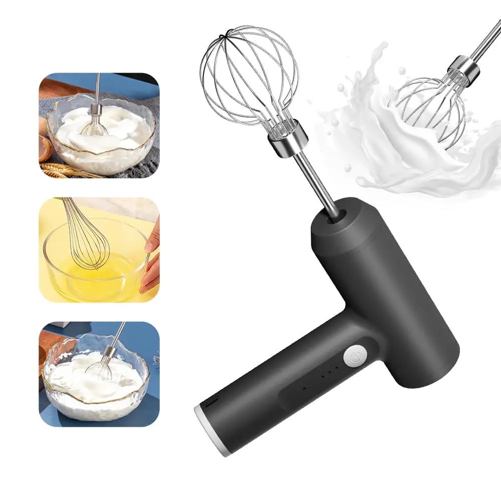 1PC Cordless Electric Egg Beater with Attachments - USB Rechargeable Lightweight Suitable for Home and Professional Baking Use