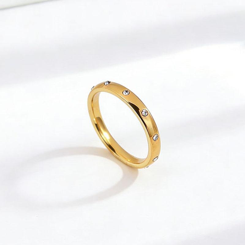 Simple and Fashionable Ten Zircon Titanium Steel Ring Women's Ring Temperament Index Finger Accessories