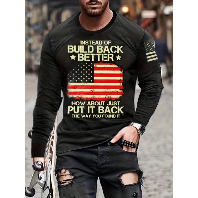 Modisches Herren Rundhals Langarm 3D Lässiges Farbprint Lässiges Langarm Rundhals T-Shirt
