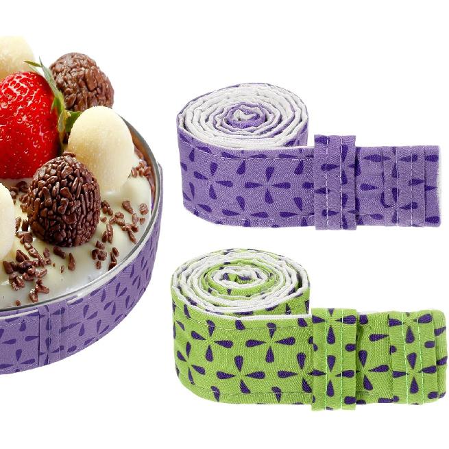 2 шт. Полоски для выпечки тортов для равномерного пропекания Полоски для форм для выпечки Тортовые обертки Пекарские аксессуары для пекарни, кухни, ресторана, пекаря, Фиолетовый, Зеленый