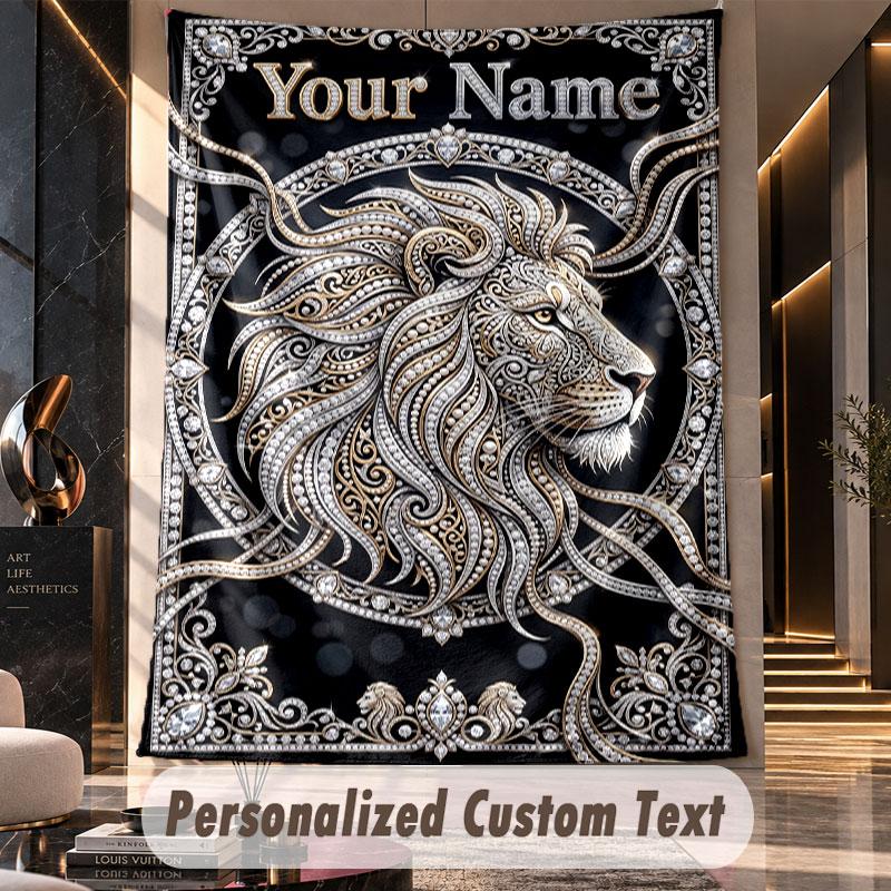 Lion Tiger Leopard (112) Theme Custom Tapestry Personalized Custom Name Text Wall Hanging Tapestry Home Decor Background Cloth