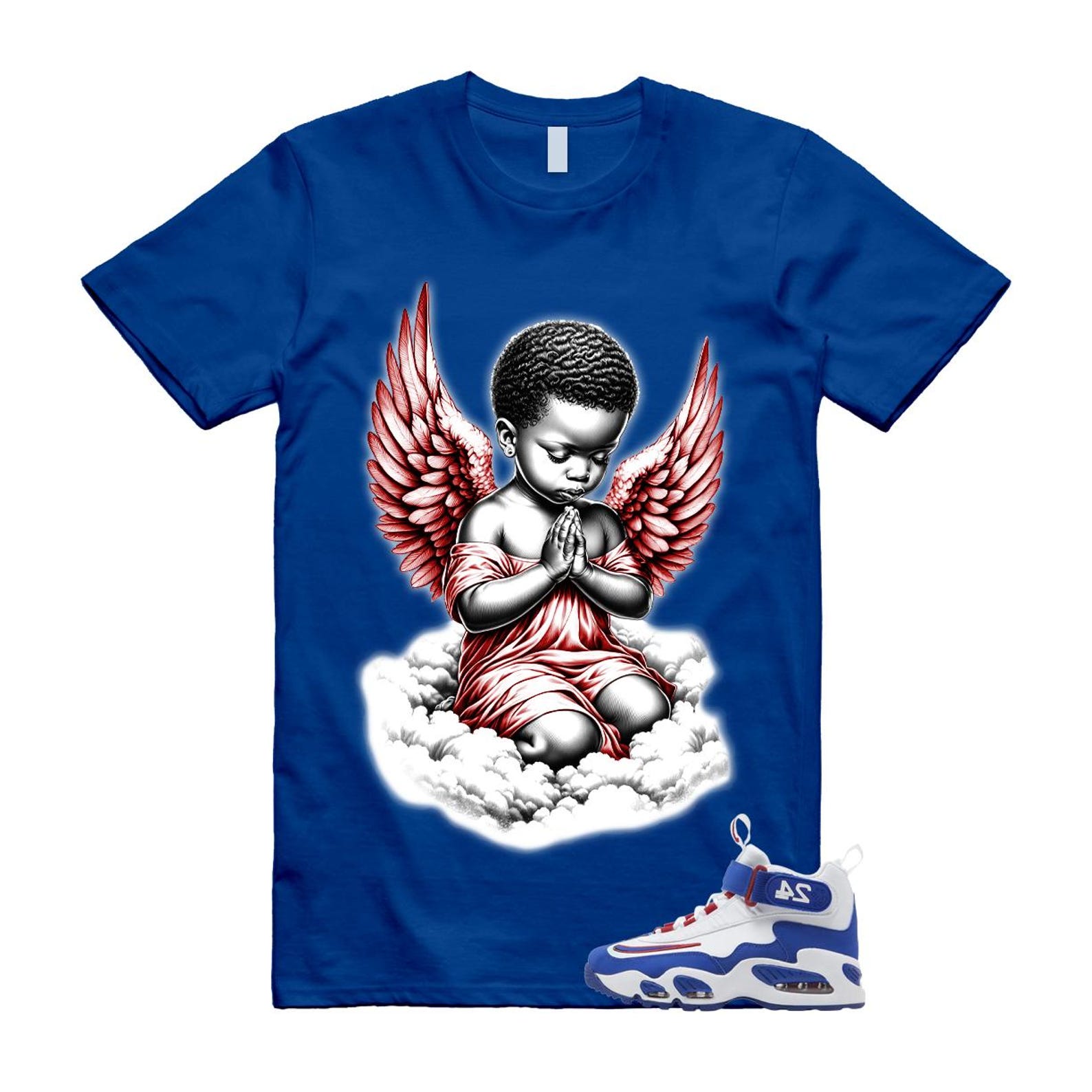 Air Griffey Max 1 USA White Blue Red T Shirt Match ANGEL M