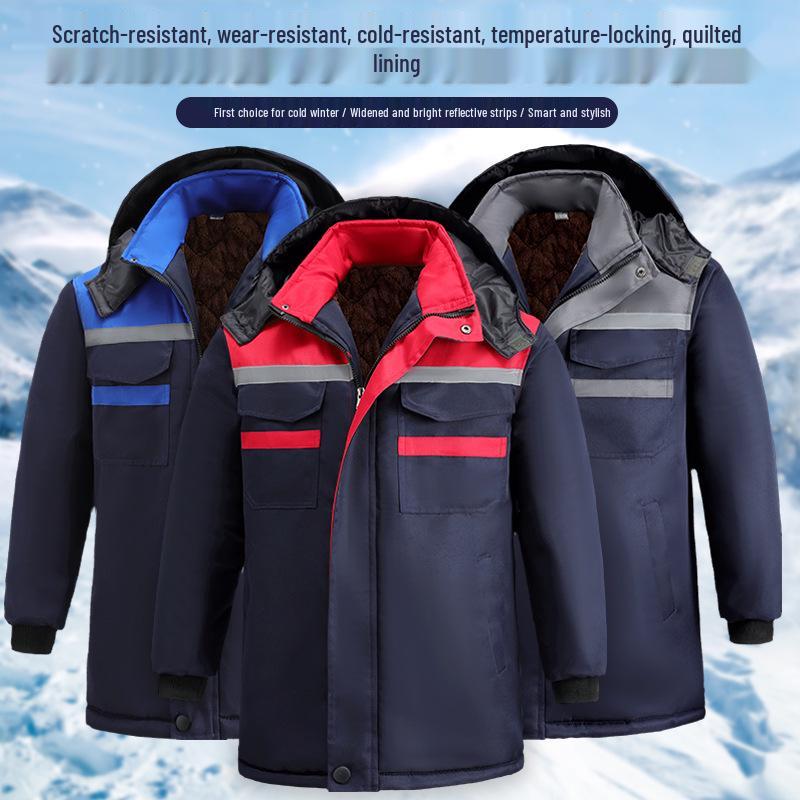 Men's Thick Winter Work Jacket - Wear-Resistant, Anti-Scald, Cotton with Plus Velvet Lining