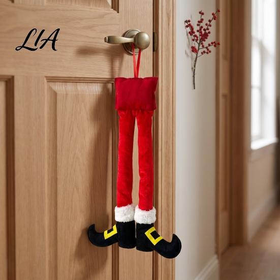 Winter Holiday Party Supplies Christmas Elf Legs, Santa Legs Hanging Ornaments, Plush Stuffed Xmas Car Pendant, Claus Leg Decoration Fun Decor