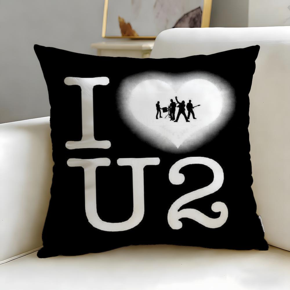 Classic Band U2 Cushion Cover Soft EasyWash Pillow Case Versatile for Couch Bed Travel and Office