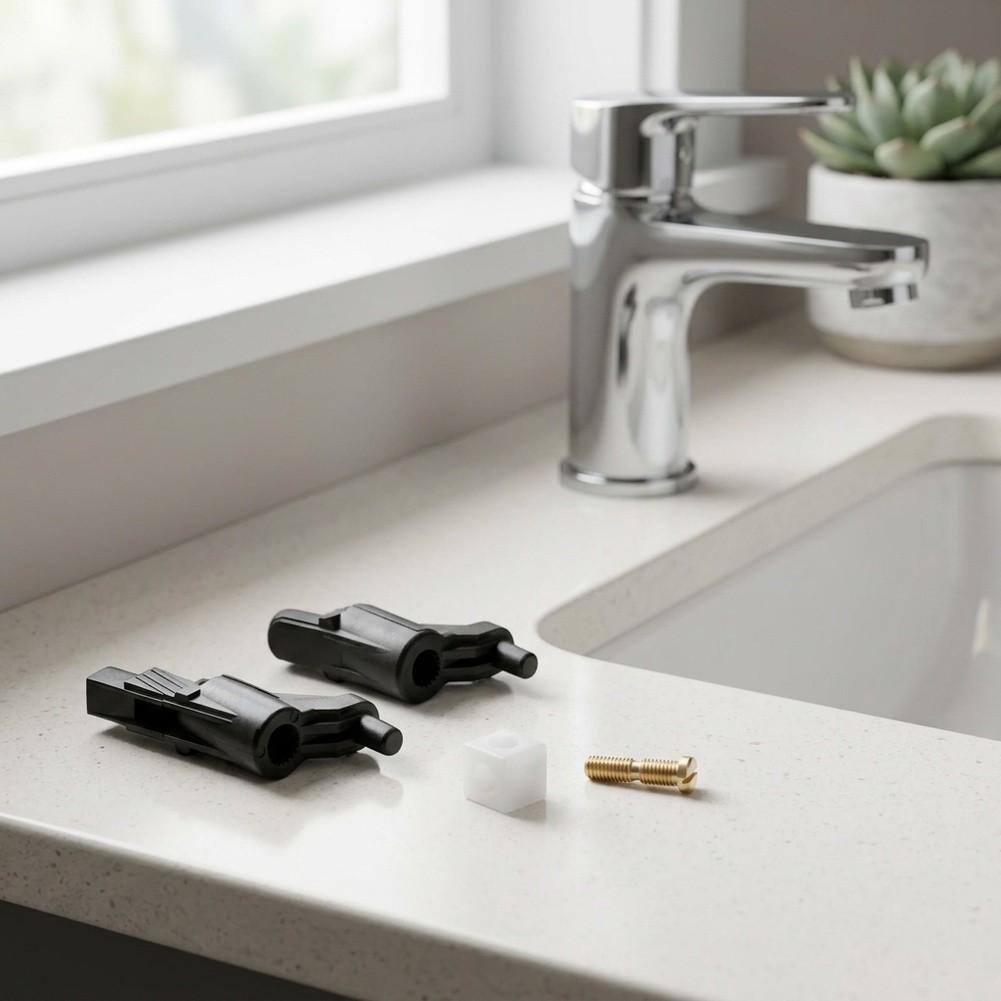 Faucet Handle Lever Adaptor Kit Compatible with Part 46265000 Includes 2 Black ABS Adaptors 1 Brass Screw 1 Spacer