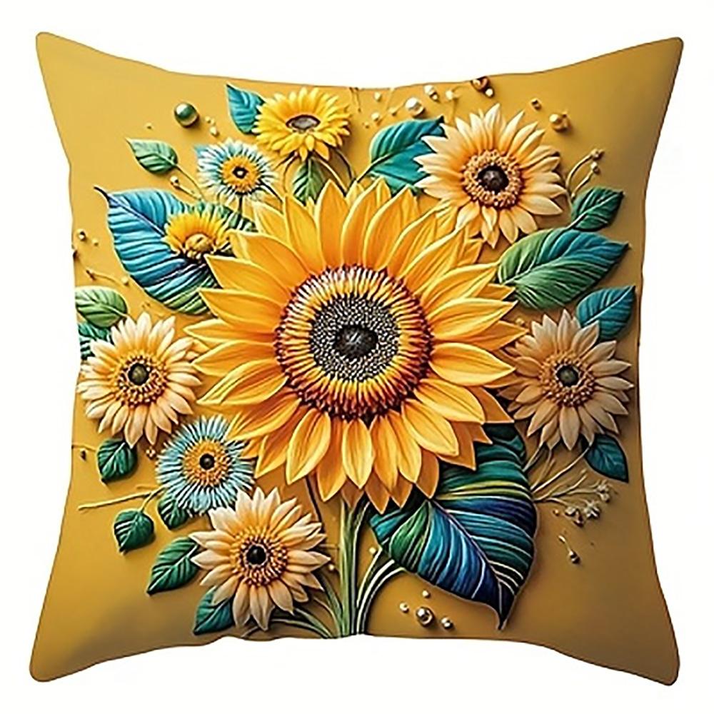 1/4Pcs Sunflower Patterned Pillowcases For Stylish Sleep Sofa Cushion Cover Home Bedroom Room Decoration