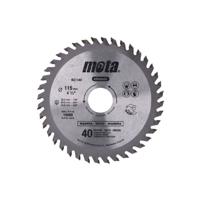Blade for Circular Saw - GENERIC - CLP18 SC140 - Ø115mm - 40 Teeth - Tungsten Carbide