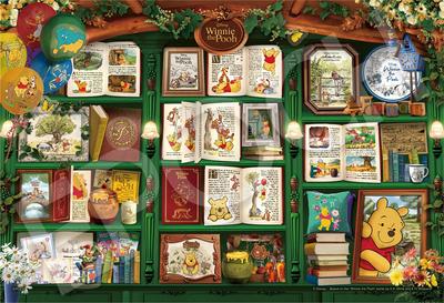 EPOCH Pussel Disney Dekoration Nalle Puh Inkluderar och Dekorativa Klistermärken 300 Bitar "Pussel Collage" Bokhylla/Winnie (26x38 cm) 73-408s Lim,