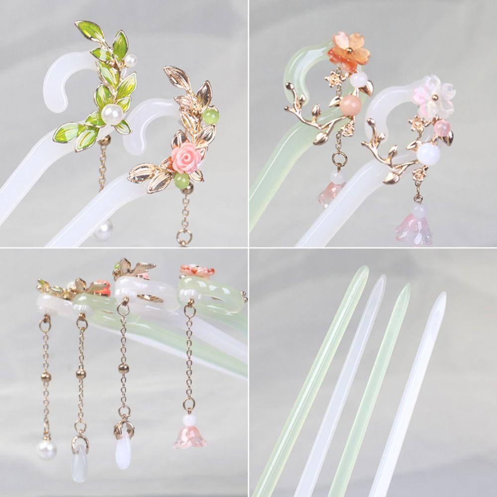 Pearl Chinese Style Hair Stick Acetic Acid Flower Hairpin Cute Hanfu Hair Clip  Daily