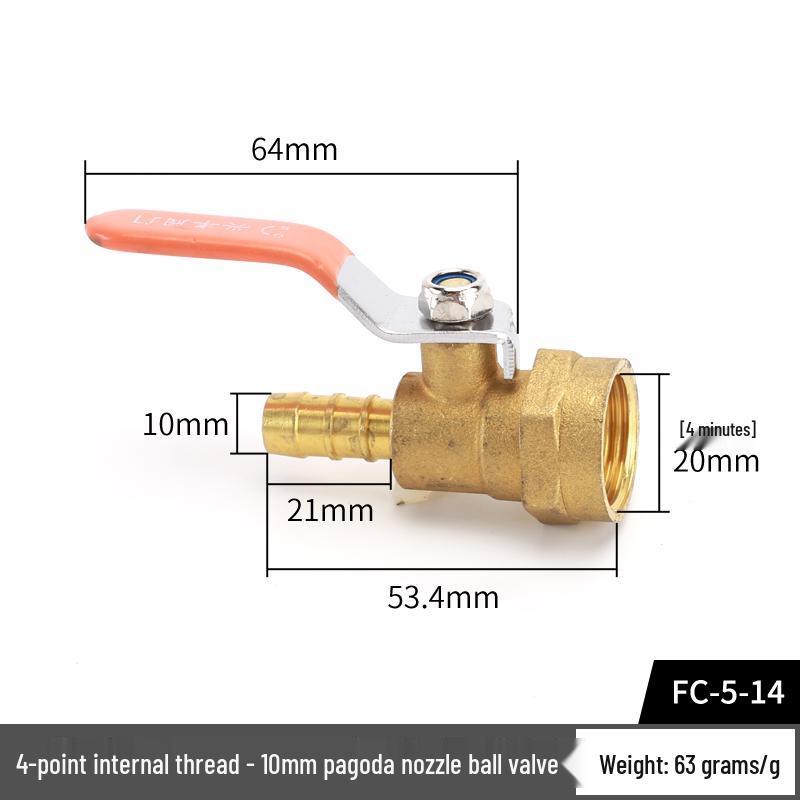 Brass Pagoda Nozzle Ball Valve with Internal/External Thread and Long/Butterfly Handle for Water Pipe Connection.