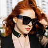non-polarized Square Oversized Sunglasses Woman Fashion Black Gradient Vintage Rivet Sun Glasses Female Outdoor Shades Driver