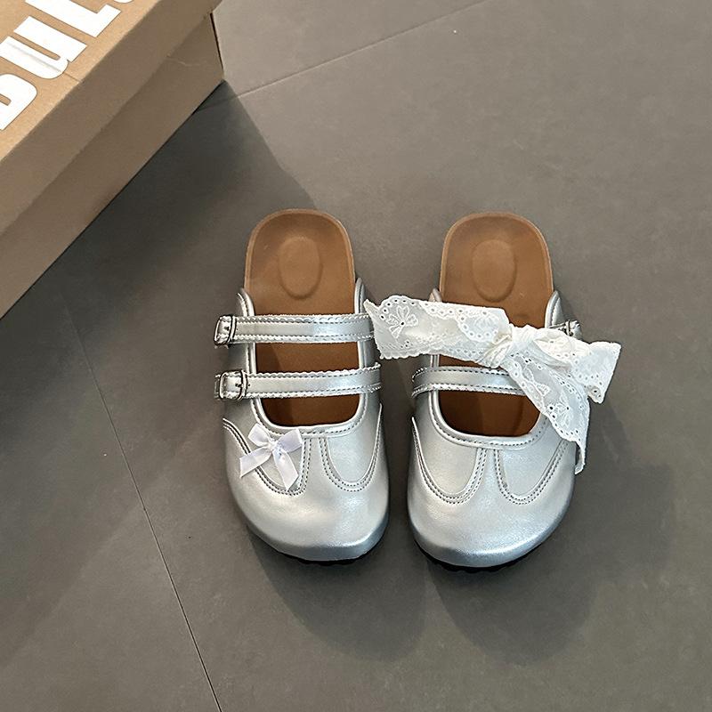 

Bow flat-bottomed bag head slippers fashionable versatile ribbon women s new summer wear casual slippers 40