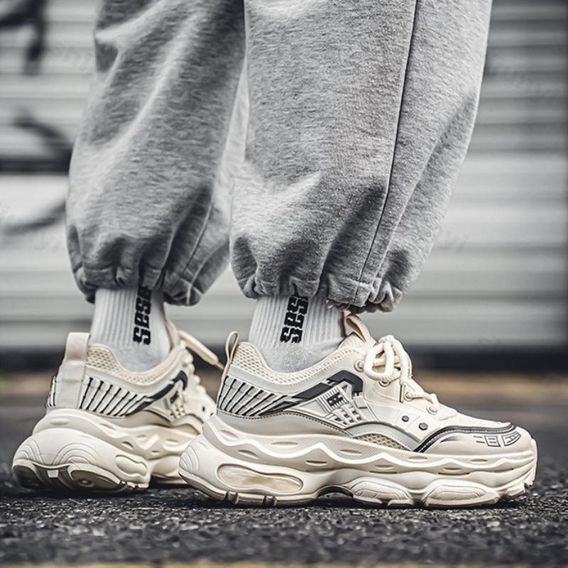 Fashion 2025 New Men Casual Shoes Spring Fashion Trend Thick Sole Sports Shoes Height Increasing Mesh Breathable Lace-up Chunky sneakers