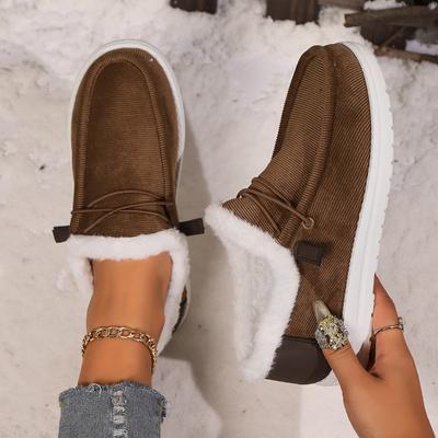 Mode Nouvelles Femmes Bottes de Neige Hiver Plus Velours Épais Mocassins Plats Chaudes Bottines Femmes Extérieur Décontracté Chaussures en Coton
