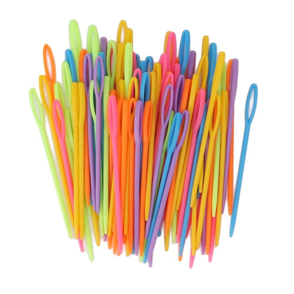 200Pcs Plastic Plastic Yarn Needles Colorful Tapestry Needles Large Eye Needles  For Crochet