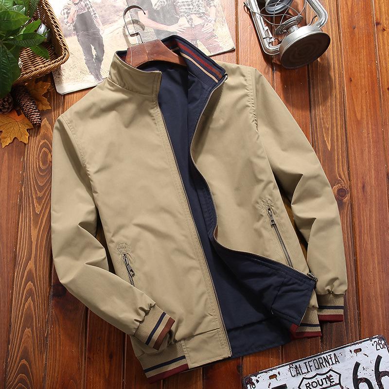 Spring and Summer Men's Reversible Stand Collar Casual Jacket