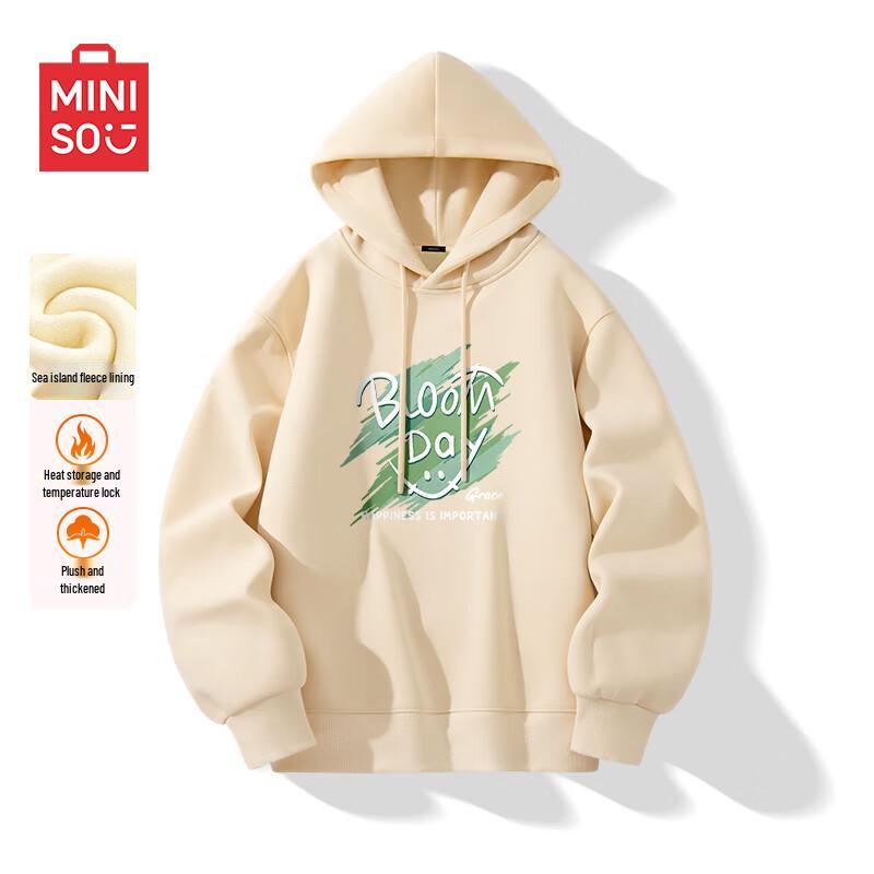 

MINISO Men s American Style Fleece-Lined Hooded Sweatshirt 3XL