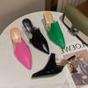 Fashion Slippers Women Summer Female Shoes Cover Toe Heeled Mules Slides 2025 Pointed High Soft Thin Sexy Female Shoes Slippers Heels Sl