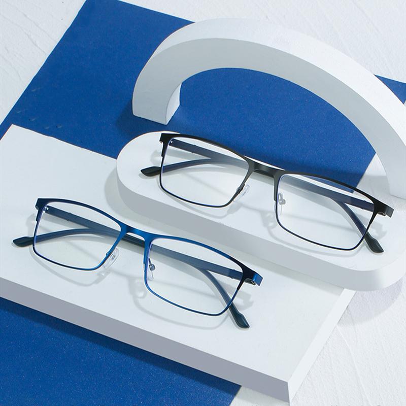0 -0.5 -1.0 To -6.0 Full Metal Frame Glasses Blue Light Blocking Glasses for Students Square Myopia Glasses
