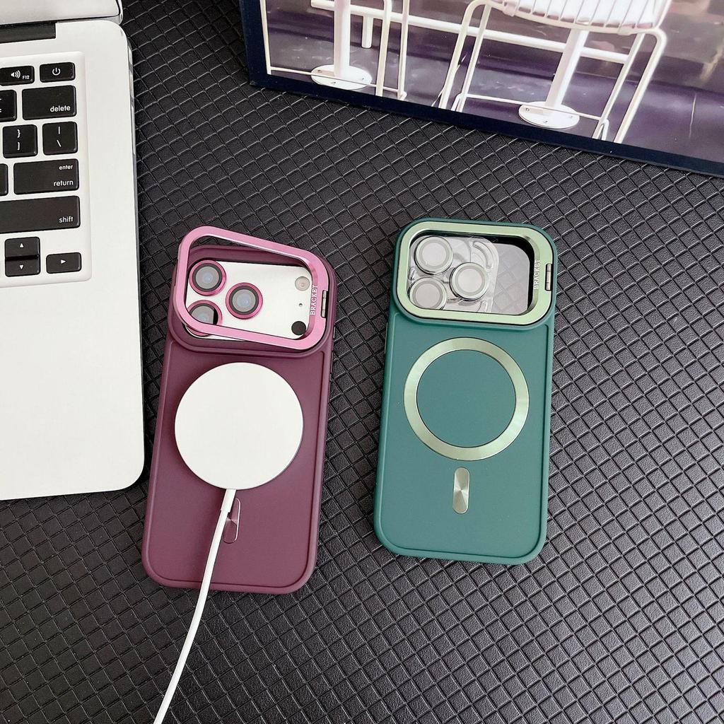 Invisible Magnetic Stand Liquid Phone Case for iPhone 13/14/15/16/17 Pro Max - Skin Feel, Protective