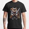 Samuraj Kat Cool Cat Gift T Shirt for Cats Lover 100% Cotton Printed Short Sleeve Graphic Clothes All Size Tops S-6XL