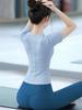 Women's Quick-Dry Slimming Knit Yoga Top - Short Sleeve for Pilates & Fitness