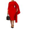 Large Size Women Summer Fashion Long Sleeves Short Dress Ladies Elegant One Piece Solid Sheath Dress
