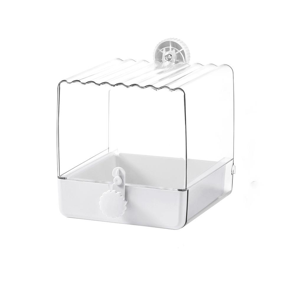 

Transparent Parrot Bath Multi-functional Bottom Drawer Parrot Bathing Pool Food Holder Box Splash Proof Bird Bathtub Bird Cage