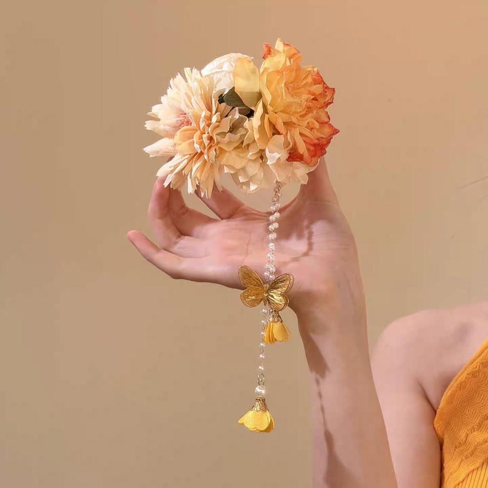 

Tassel Hanfu Hair Accessories Ancient Style Flower Hairpin Fashion Chinese Style Hair Clip Party жовтий