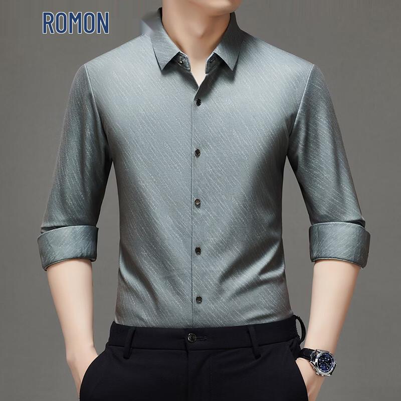 Romon Men s Long-sleeved Merino Wool Blend Casual Shirt 52